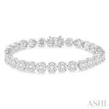 7 Ctw Round Cut Diamond Lovebright Bracelet in 14K White Gold