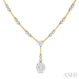 1 7/8 Ctw Circular Bar Link Lovebright Round Cut Diamond Necklace in 14K Yellow and White Gold