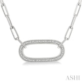 1/10 Ctw Round Cut Diamond Paperclip Pendant With Chain in Sterling Silver