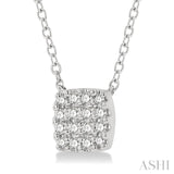 1/8 ctw Cushion Shape Round Cut Diamond Petite Fashion Pendant With Chain in 10K White Gold