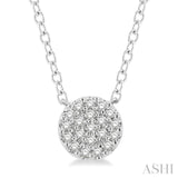 1/8 ctw Disc Shape Round Cut Diamond Petite Fashion Pendant With Chain in 10K White Gold