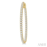 2 Ctw Inside-Out Round Cut Diamond 1 1/2 Inch Hoop Earrings in 14K Yellow Gold