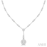 1 7/8 Ctw Circular Bar Link Lovebright Round Cut Diamond Necklace in 14K White Gold