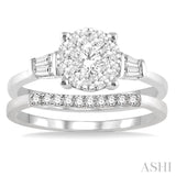 3/4 ctw Diamond Lovebright Wedding Set with 3/4 ctw Round Cut Engagement Ring and 1/20 ctw Wedding Band in 14K White Gold