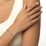 1/10 Ctw Emerald Shape D-Link Round Cut Diamond Fashion Bracelet in Sterling Silver