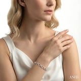 1/10 Ctw Oval Shape D-Link Round Cut Diamond Bracelet in Sterling Silver