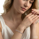1/10 Ctw Oval Shape D-Link Round Cut Diamond Bracelet in Sterling Silver