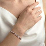 1/10 Ctw Oval Shape D-Link Round Cut Diamond Bracelet in Sterling Silver