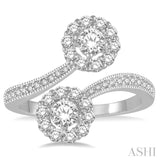 2 Stone Diamond Fashion Open Ring