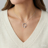 1/20 Ctw Round Cut Diamond Circle Pendant in Sterling Silver with Chain