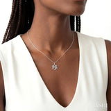 1/20 Ctw Dog Paw Round Cut Diamond Pendant With Chain in Sterling Silver