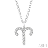 1/10 Ctw Aries Round Cut Diamond Zodiac Pendant With Chain in 10K White Gold