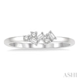 1/8 Ctw Scatter Baguette and Round Cut Diamond Petite Fashion Ring in 14K White Gold