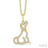 1/8 Ctw Petite Dog Motif Round Cut Diamond Fashion Pendant With Chain in 10K Yellow Gold