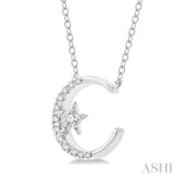 Crescent Moon & Star Petite Diamond Fashion Pendant