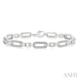 1/6 Ctw Round Cut Diamond Paperclip Bracelet in Sterling Silver