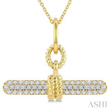 1/3 Ctw Round Cut Diamond T-Bar Fashion Pendant With Chain in 10K Yellow Gold