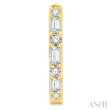 1/4 Ctw Petite Baguette and Round Cut Diamond Fashion Huggies in 10K Yellow Gold