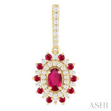 Oval Shape Gemstone & Diamond Earrings