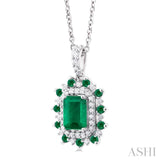 Gemstone & Halo Diamond Pendant