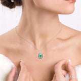 Gemstone & Halo Diamond Pendant