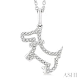 1/8 Ctw Petite Playful Dog Round Cut Diamond Fashion Pendant With Chain in 10K White Gold