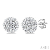 1/5 Ctw Petite Disco Ball Round Cut Diamond Fashion Stud Earrings in 10K White Gold