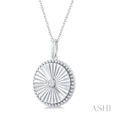 1/20 Ctw Round fluted medallion Round Cut Diamond Pirouette Pendant With Chain in Sterling Silver