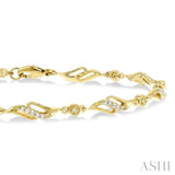 1/4 Ctw Art Deco Lattice Kite Round Cut Diamond Fashion Tennis Bracelet in 10K Yellow Gold