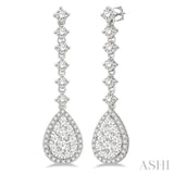 Pear Shape Halo Lovebright Diamond Long Earrings