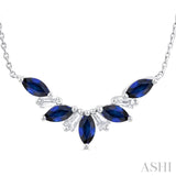 Marquise Shape Gemstone & Diamond Necklace