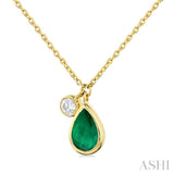 Pear Shape Bezel Set Gemstone & Diamond Necklace