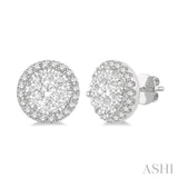 3/4 Ctw Lovebright Round Cut Diamond Stud Earrings in 14K White Gold