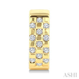 1/4 Ctw Round Cut Golden Glow Diamond Checkered Half Hoop Fashion Earrings in 10K Yellow Gold
