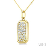 5/8 Ctw Elongated Octagon Shape Pave Set Round Cut Diamond Fashion Pendant With Chain in 14K Yellow Gold