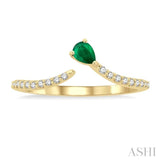 Pear Shape Gemstone & Petite Diamond Fashion Open Ring