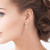 3/4 Ctw French Pave Set Round Cut Diamond Fashion Half Hoop Earring in 14K Yellow Gold