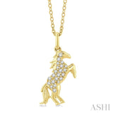 1/8 ctw Petite Horse Round Cut Diamond Fashion Pendant With Chain in 10K Yellow Gold