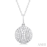 1/5 ctw Petite Baseball Round Cut Diamond Fashion Pendant With Chain in 10K White Gold