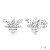 1/3 Ctw Petite Bumble Bee Round Cut Diamond Fashion Stud Earrings in 10K White Gold