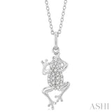 1/6 Ctw Amphibian Petite Frog Round Cut Diamond Fashion Pendant With Chain in 10K White Gold