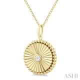 1/20 Ctw Round fluted medallion Round Cut Diamond Pirouette Pendant With Chain in 10K Yellow Gold