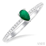 Pear Shape Gemstone & Petite Diamond Fashion Ring