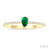 Pear Shape Gemstone & Petite Diamond Fashion Ring