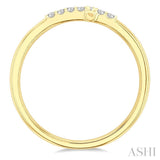 1/10 Ctw Petite Reclining Cross Round Cut Diamond Stackable Fashion Ring in 10K Yellow Gold