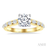 1/2 Ctw Marquise and Round Cut Diamond Semi-Mount Engagement Ring in 14K Yellow and White Gold