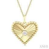 1/20 Ctw Heart fluted medallion Round Cut Diamond Pirouette Pendant With Chain in 10K Yellow Gold