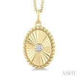 1/20 Ctw Oval fluted medallion Round Cut Diamond Pirouette Pendant With Chain in 10K Yellow Gold