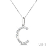 1/20 Ctw Initial 'C' Round Cut Diamond Fashion Pendant With Chain in Sterling Silver