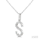1/20 Ctw Initial 'S' Round Cut Diamond Fashion Pendant With Chain in Sterling Silver